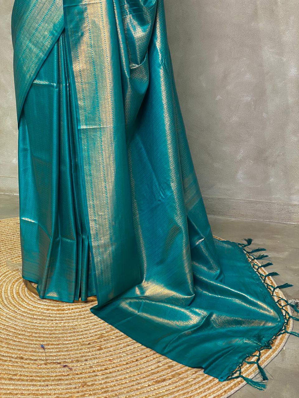 Turqoise blue banarasi Saree -PBL8