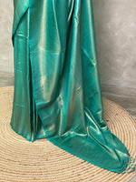 Turquoise blue semi banarasi Saree -PBL14