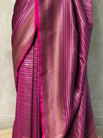 Deep Magenta pink Semi katan Banarasi silksaree - PSB07b