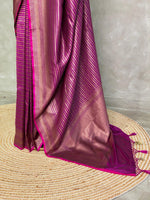 Deep Magenta pink Semi katan Banarasi silksaree - PSB07b