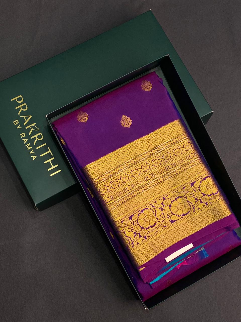Dark Purple and blue Pure Kanchipuram silk saree- PPSILK64