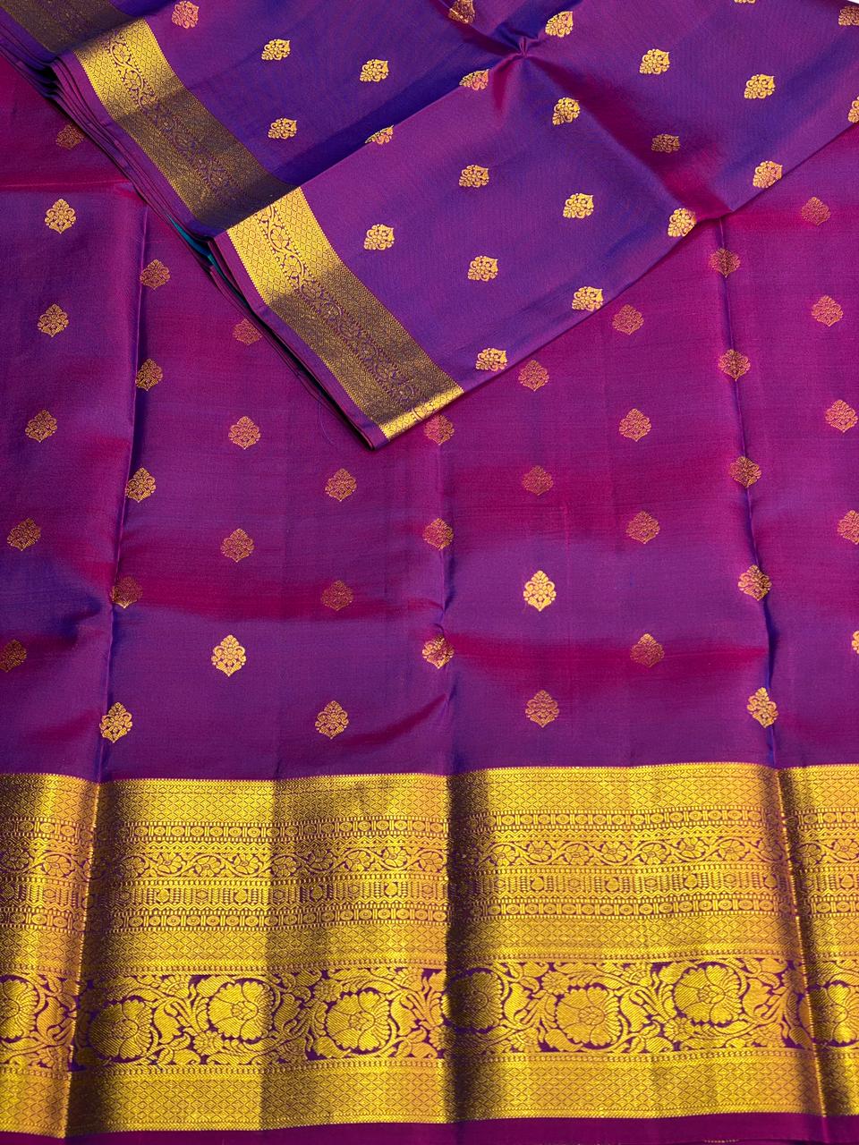 Dark Purple and blue Pure Kanchipuram silk saree- PPSILK64