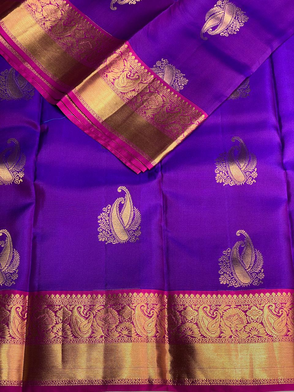 Violet and magenta Pure Kanchipuram silk saree- PPSILK65