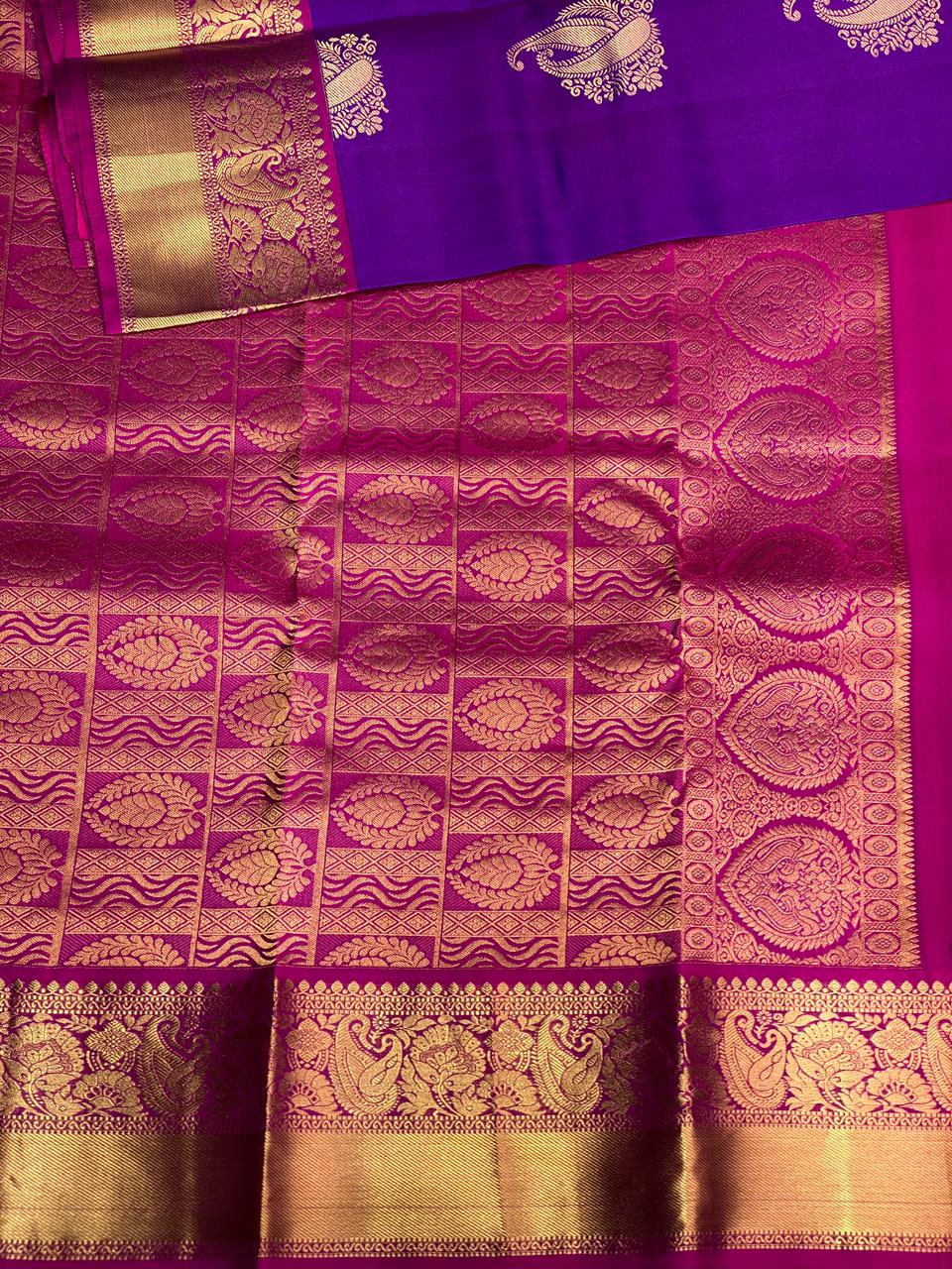 Violet and magenta Pure Kanchipuram silk saree- PPSILK65