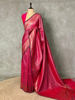 Rani pink Semi katan Banarasi silksaree - PSB07f
