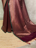 Dark maroon Semi katan Banarasi silksaree - PSB07i