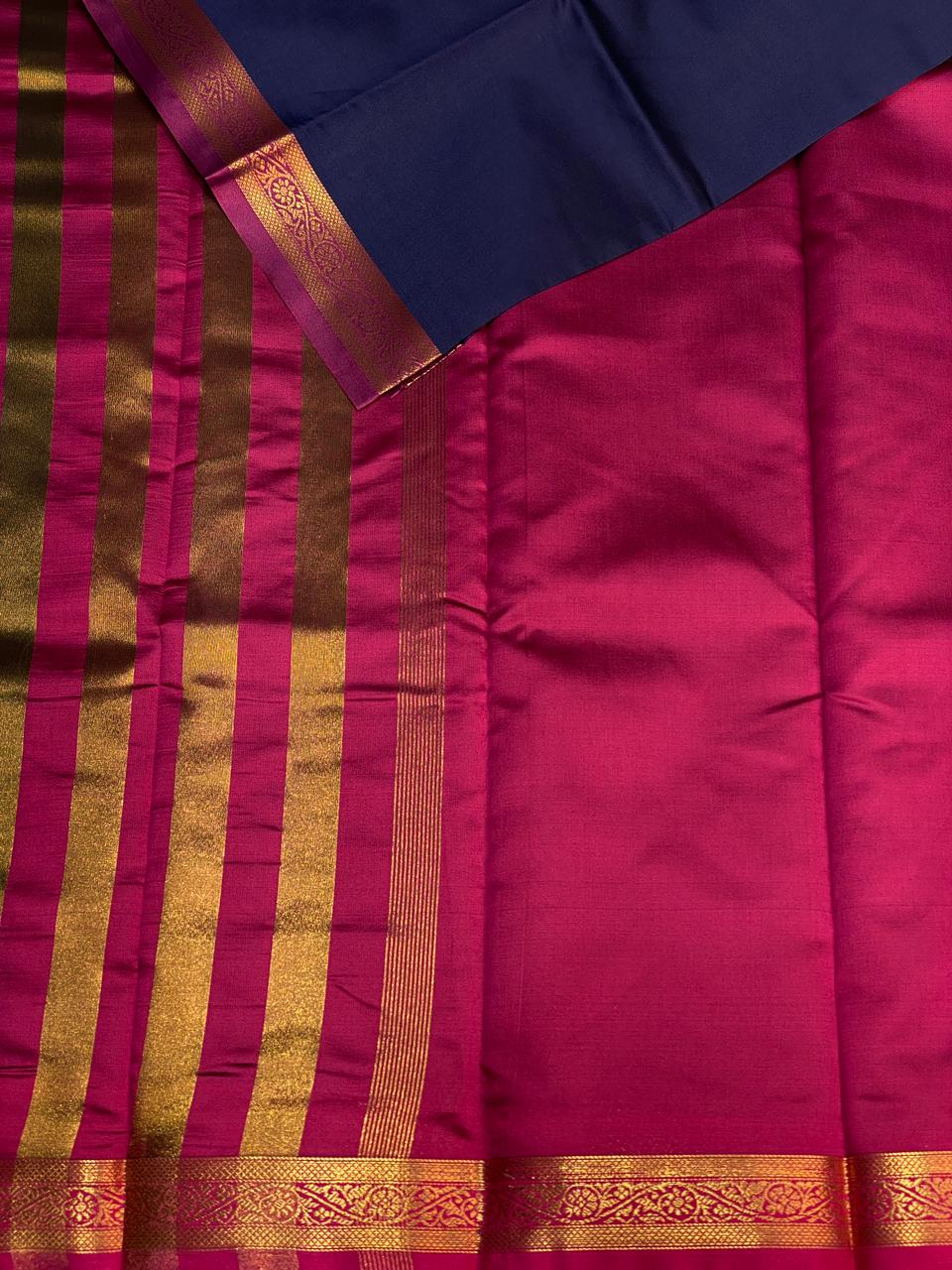 Navy Blue and Purple soft silk saree - PSSA2