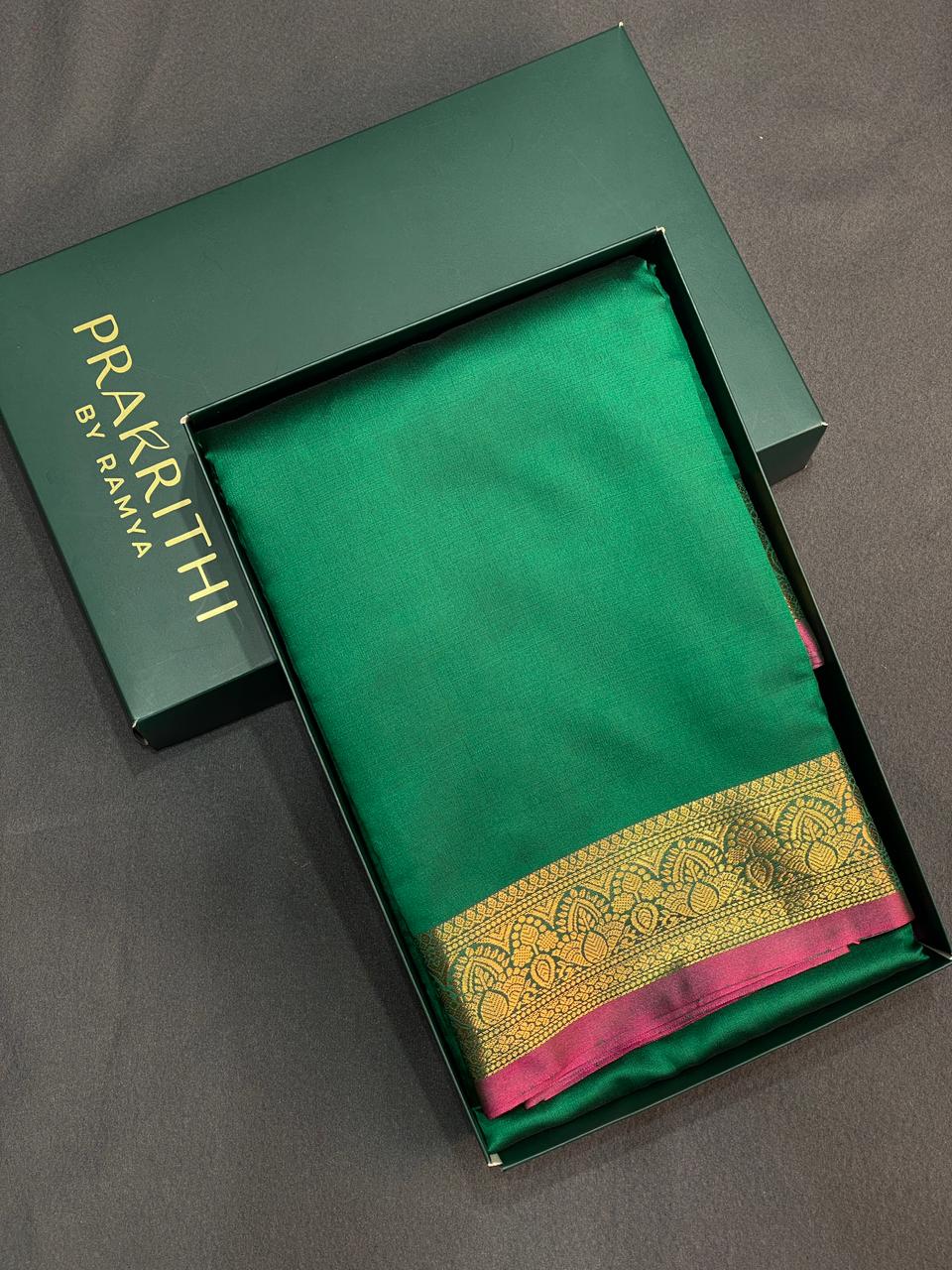Green and Magenta soft silk saree - PSSA5