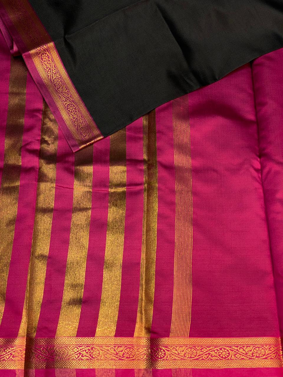Black and Magenta soft silk saree - PSSA7