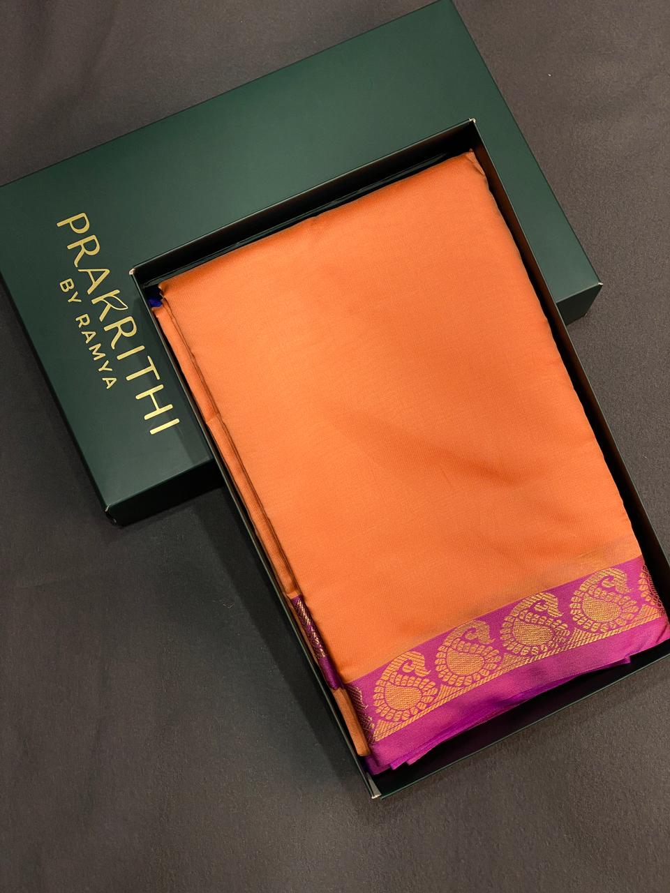 Peach and Magenta soft silk saree - PSSA10