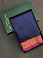 navy Blue and Magenta soft silk saree - PSSA11