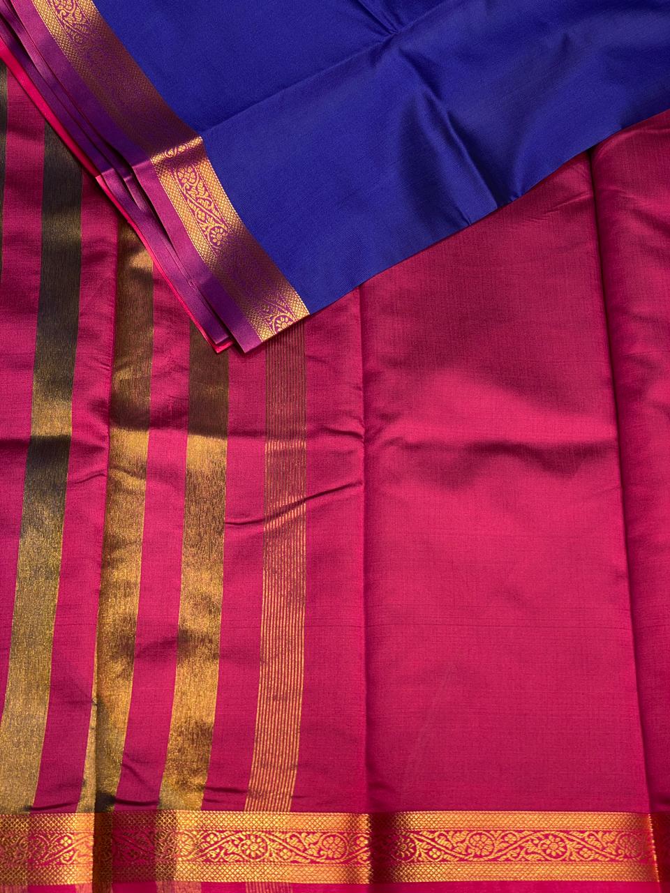 Royal Blue and Magenta soft silk saree - PSSA18