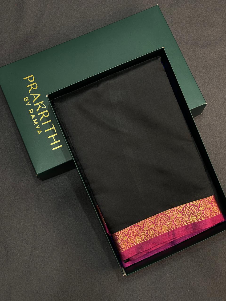 Black and Magenta soft silk saree - PSSA19