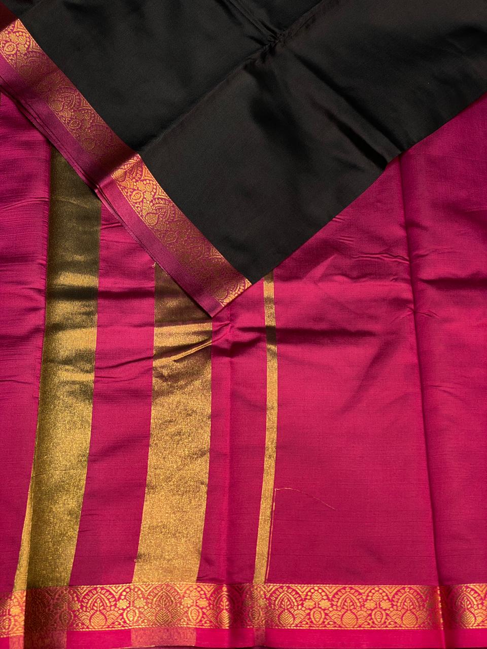 Black and Magenta soft silk saree - PSSA19