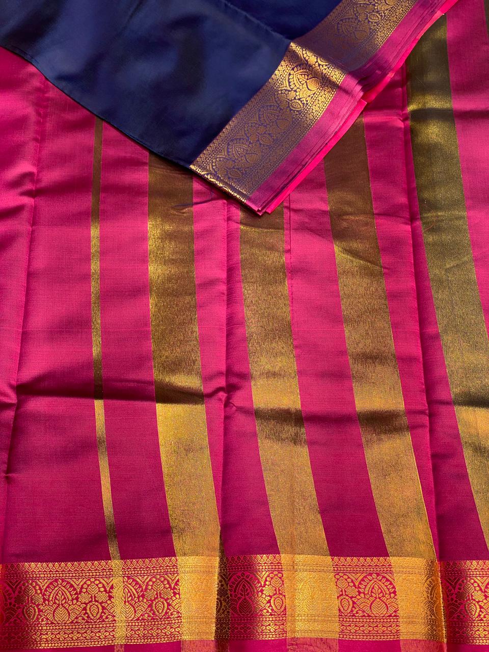Navy Blue and Magenta soft silk saree - PSSA22