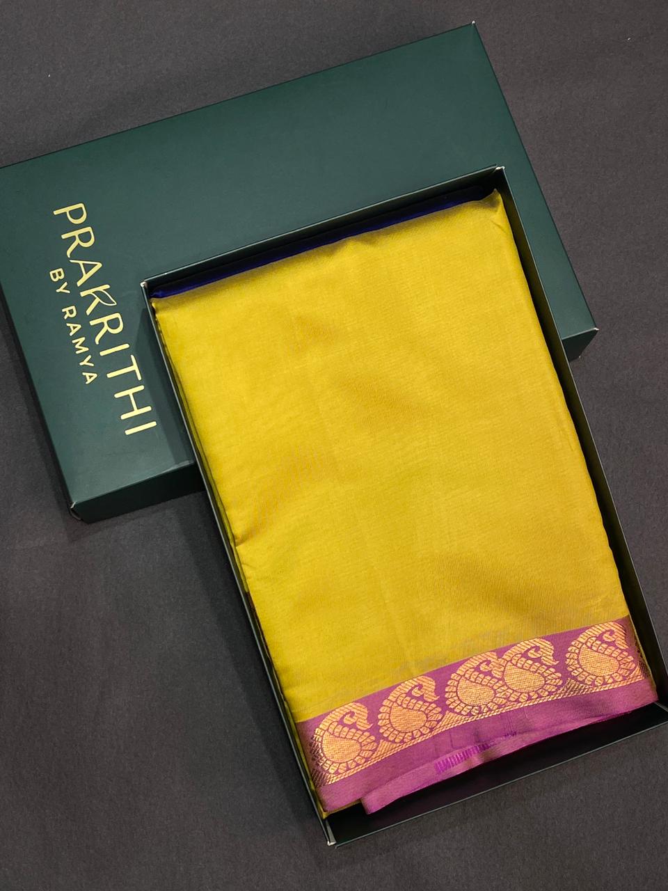 Olive Green and Magenta soft silk saree - PSSA23