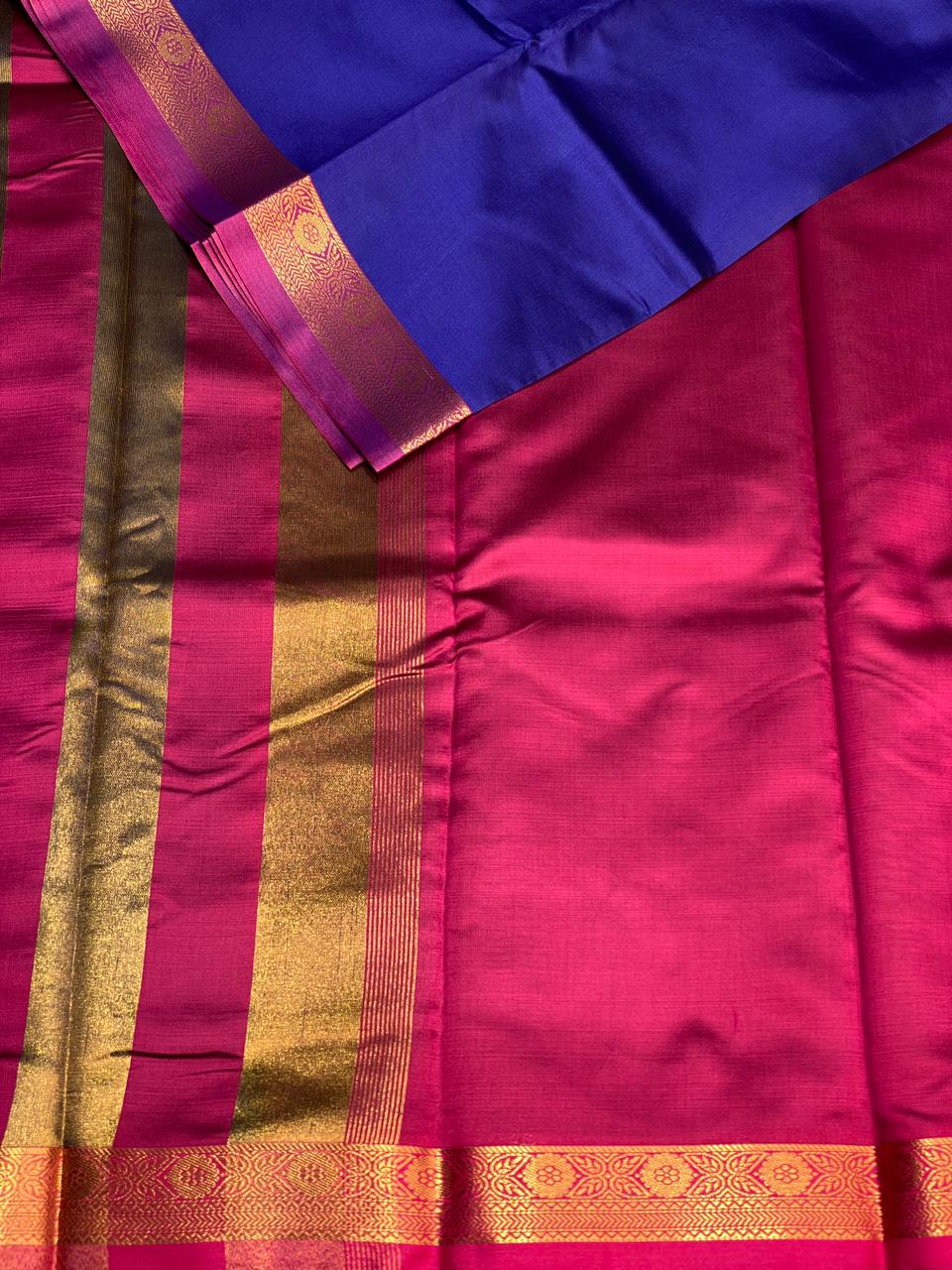 Royal blue and Magenta soft silk saree - PSSA24