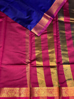 Royal blue and Magenta soft silk saree - PSSA25