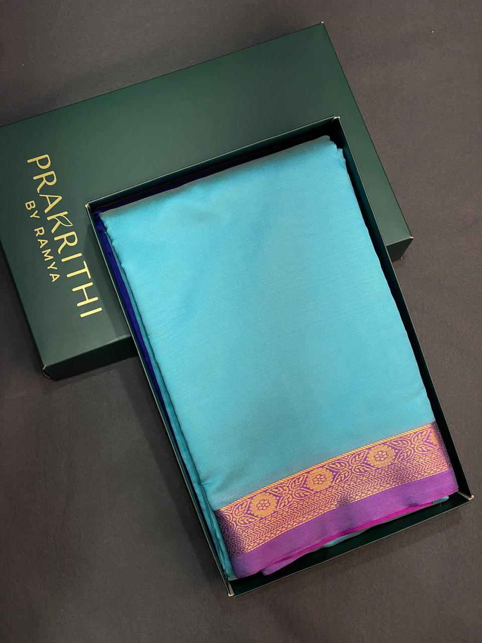 Blue and Magenta soft silk saree - PSSA26