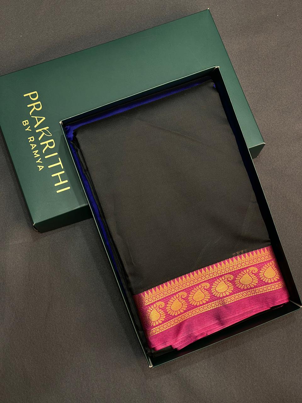 Black and Magenta soft silk saree - PSSA27