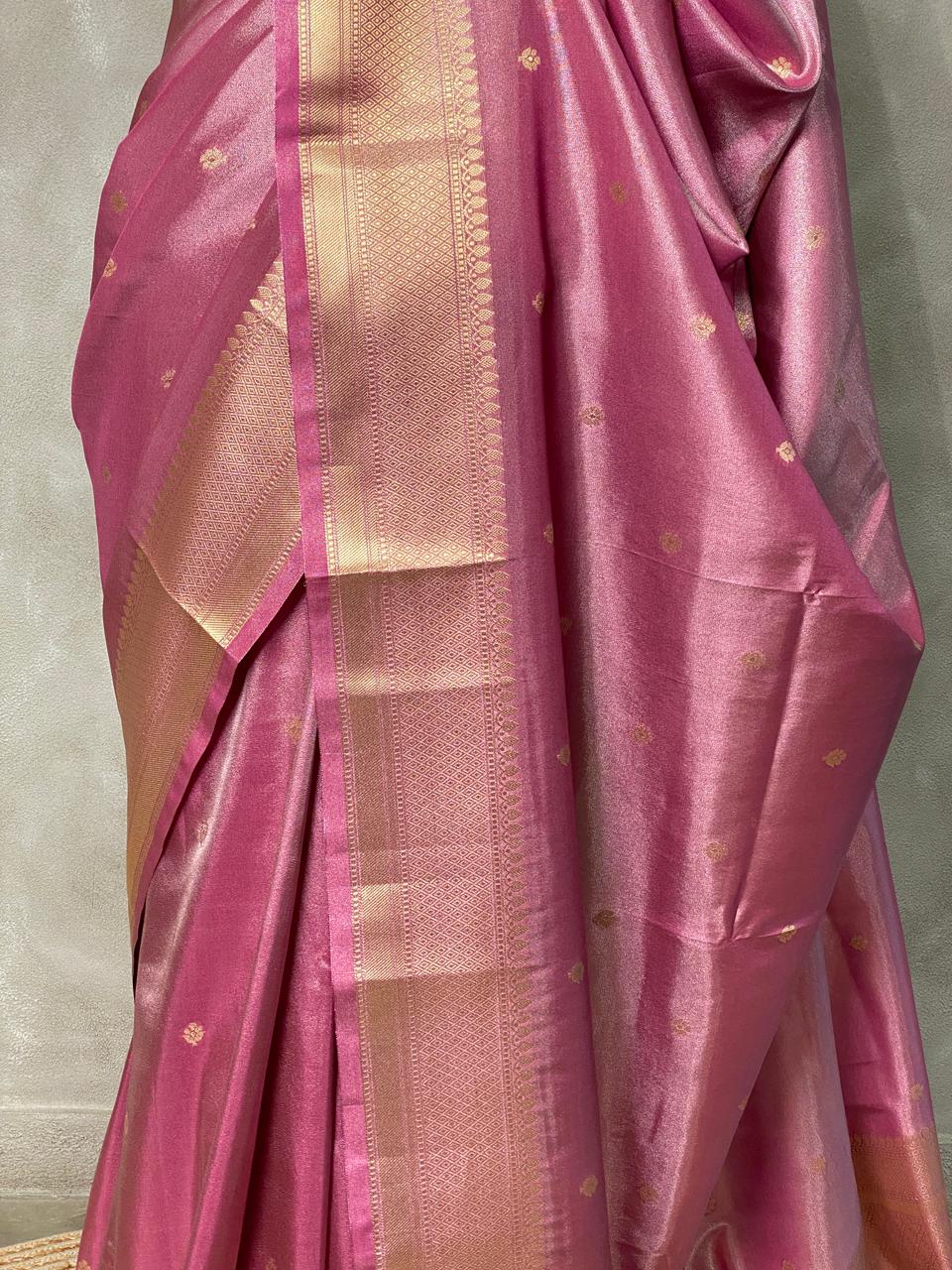 Onion Pink pure Tissue Banarasi silk saree - PSB0J