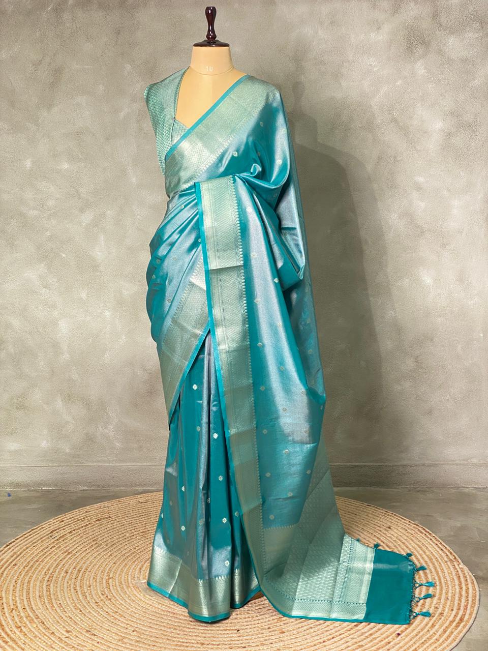 Blue pure Tissue Banarasi silk saree - PSB0I