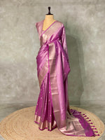 Lilac Pink Pink pure Tissue Banarasi silk saree - PSB0H