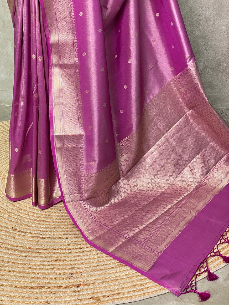 Lilac Pink Pink pure Tissue Banarasi silk saree - PSB0H