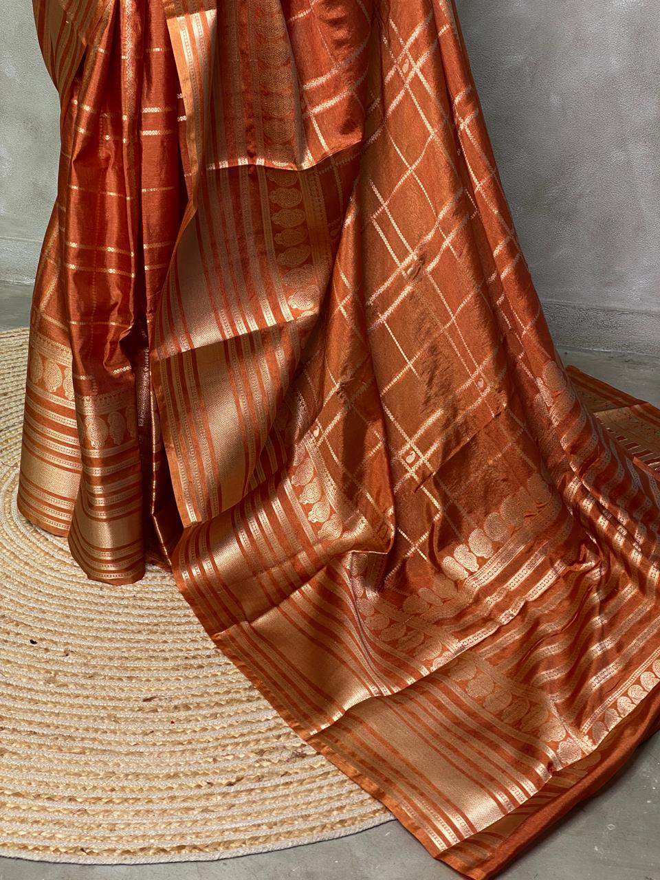 Copper brown Banarasi silk saree - PBSFF
