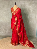 Red Banarasi silk saree - PBSFA