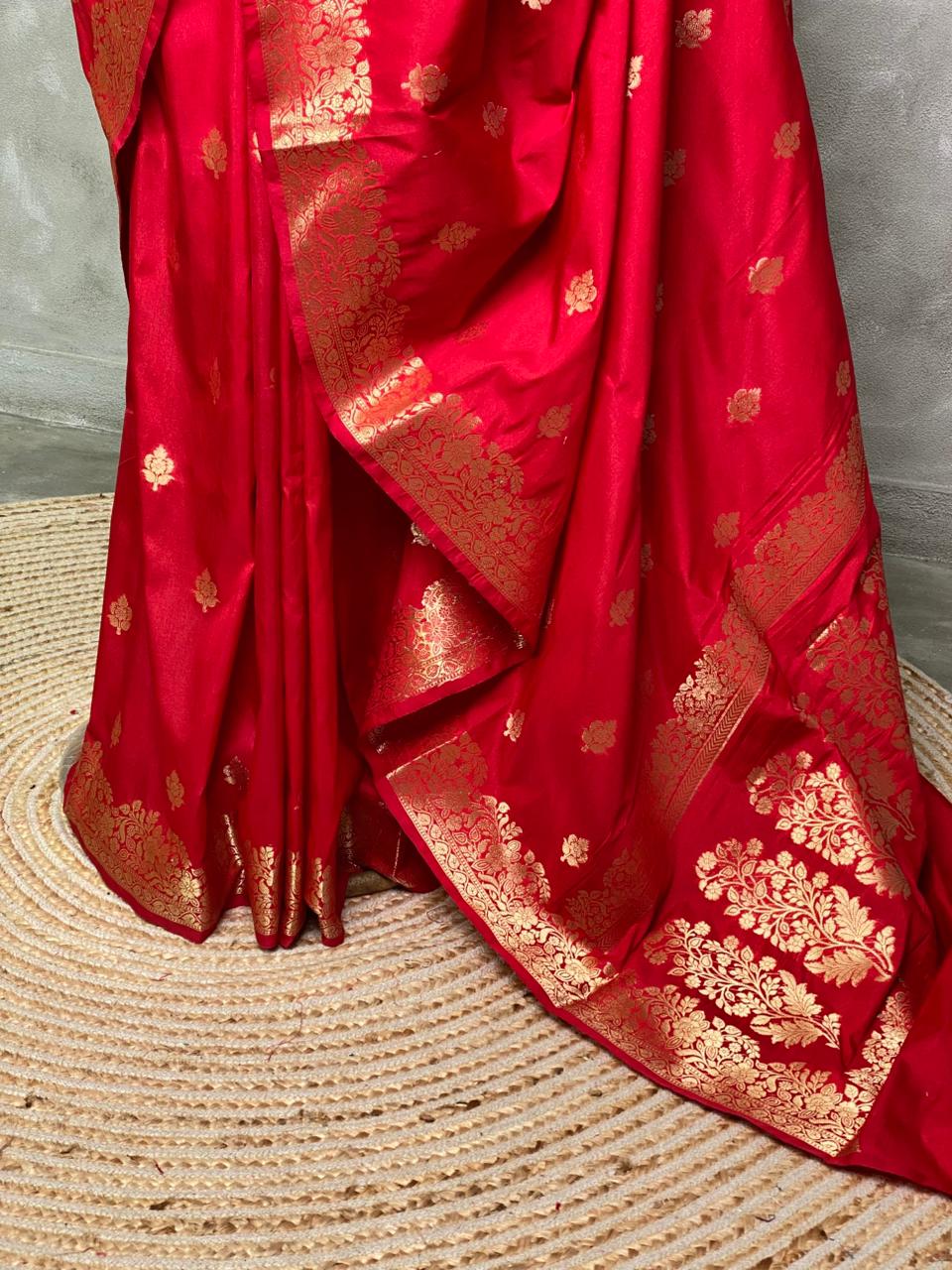 Red Banarasi silk saree - PBSFA