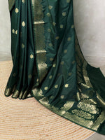 Dark Green Banarasi silk saree - PBSFC