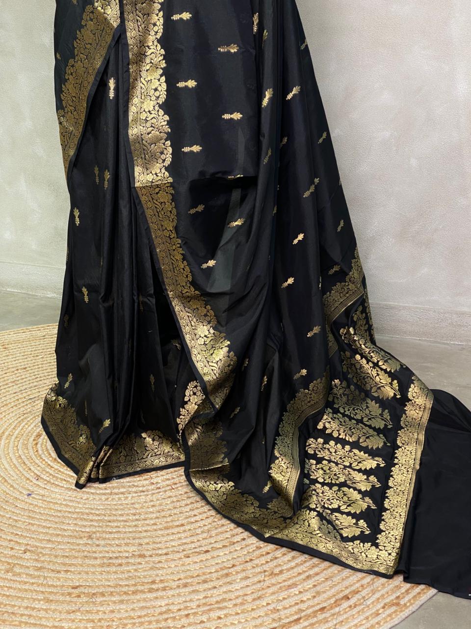 Black Banarasi silk saree - PBSFB