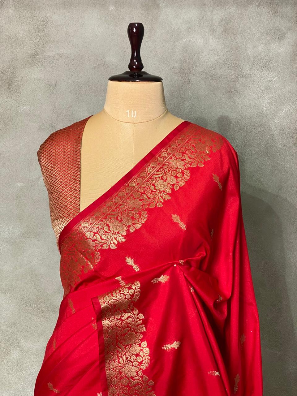 Red Banarasi silk saree - PBSFD