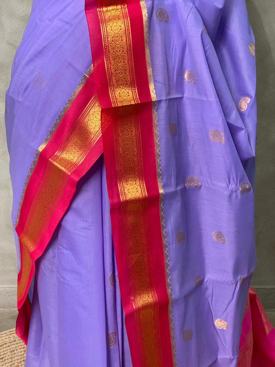 Lavender and Rani pink Chanderi saree- PCS05L