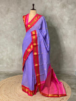 Lavender and Rani pink Chanderi saree- PCS05L