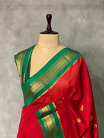 Red and Green Chanderi saree- PCS06R