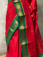Red and Green Chanderi saree- PCS06R
