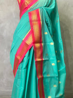 Turquoise blue and magenta Chanderi saree- PCS06T