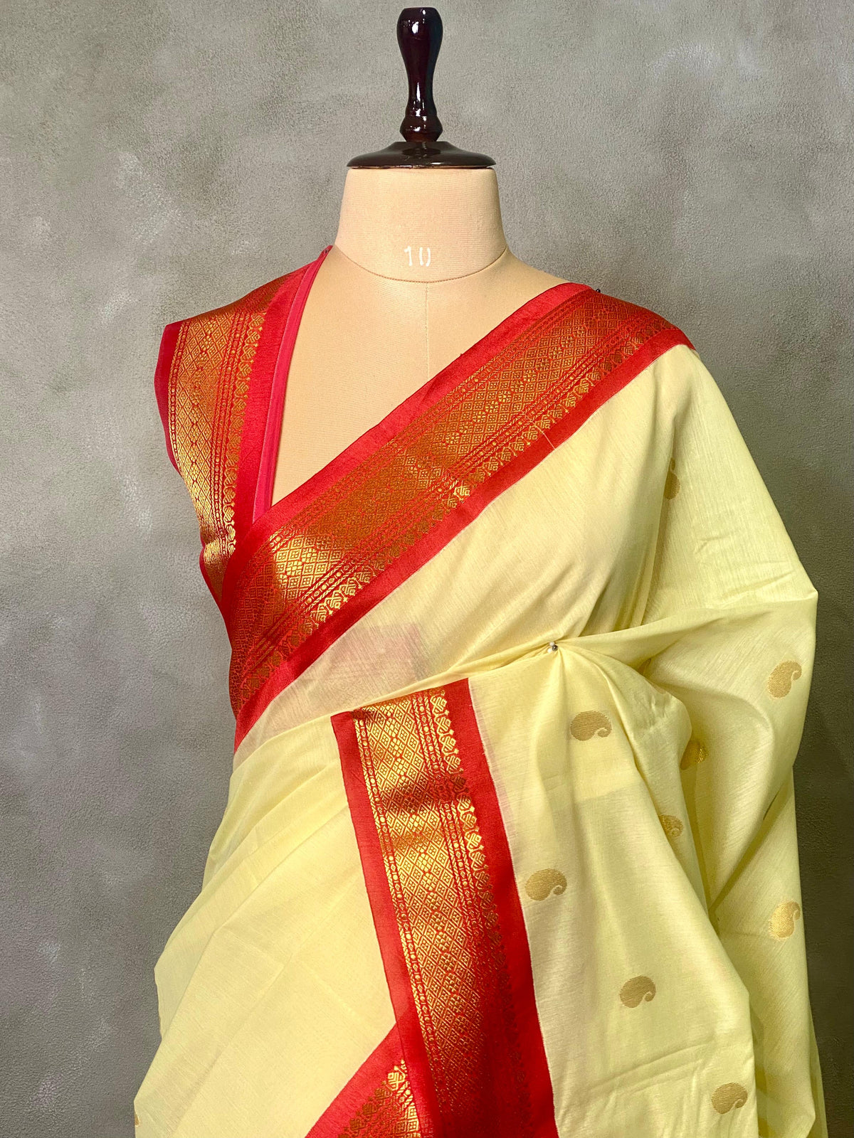 Sandal and red Chanderi saree- PCS06S