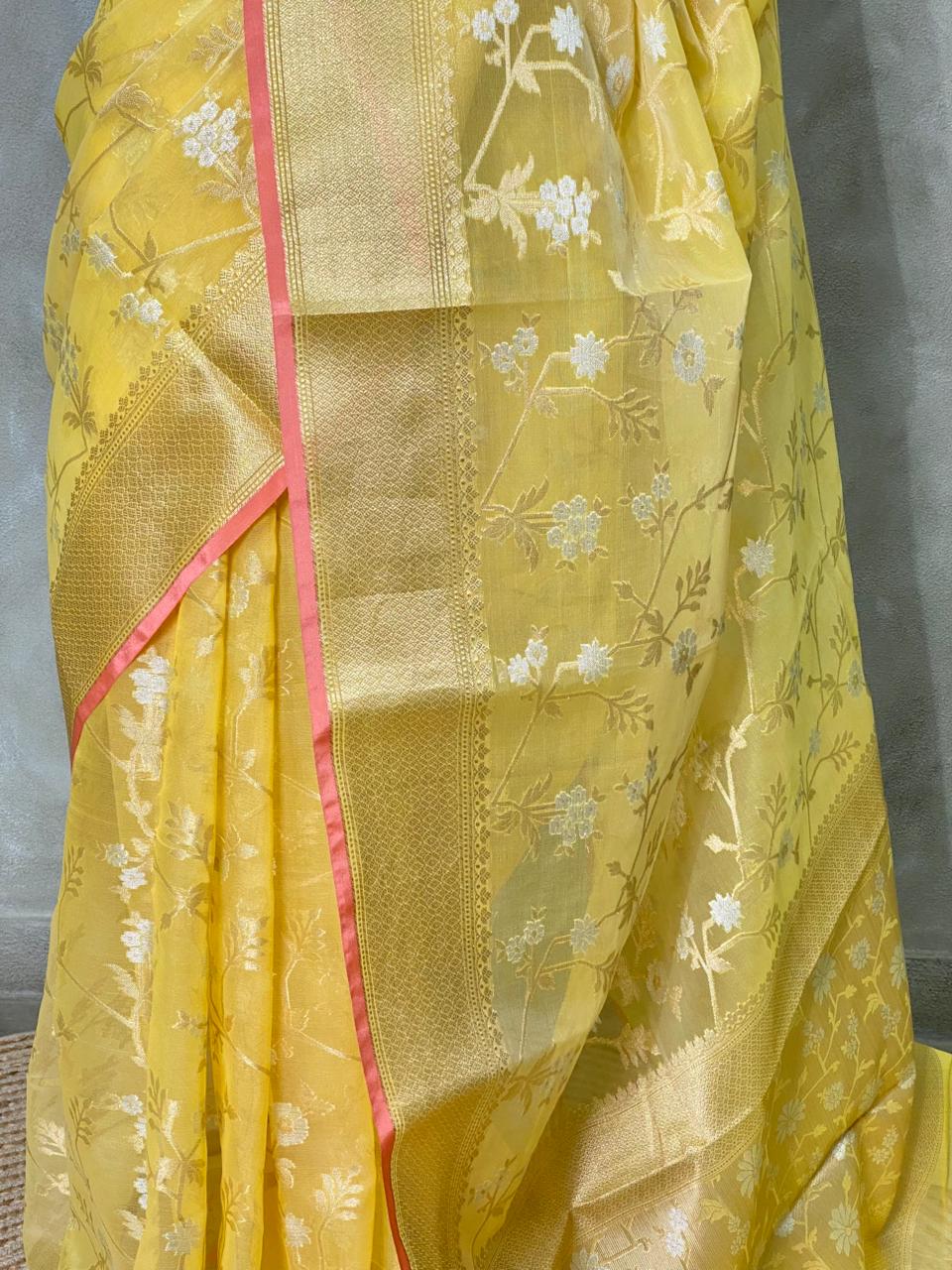 Yellow Banarasi saree- PBS3