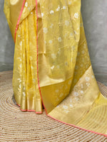 Yellow Banarasi saree- PBS3