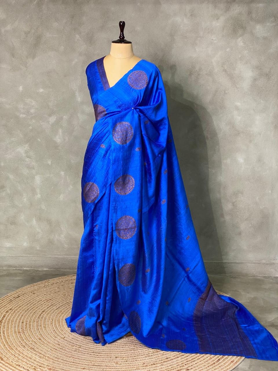 Blue pure raw silkBanarasi saree- PBSR1