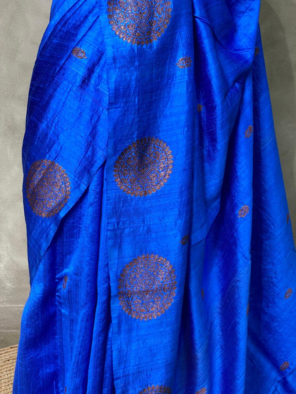 Blue pure raw silkBanarasi saree- PBSR1