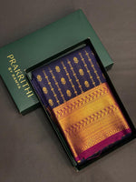 navy blue and magenta silk saree- PSSR29