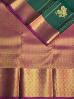 Bottle Green and Purple Pure soft Kanchipuram silk saree- PSSR32