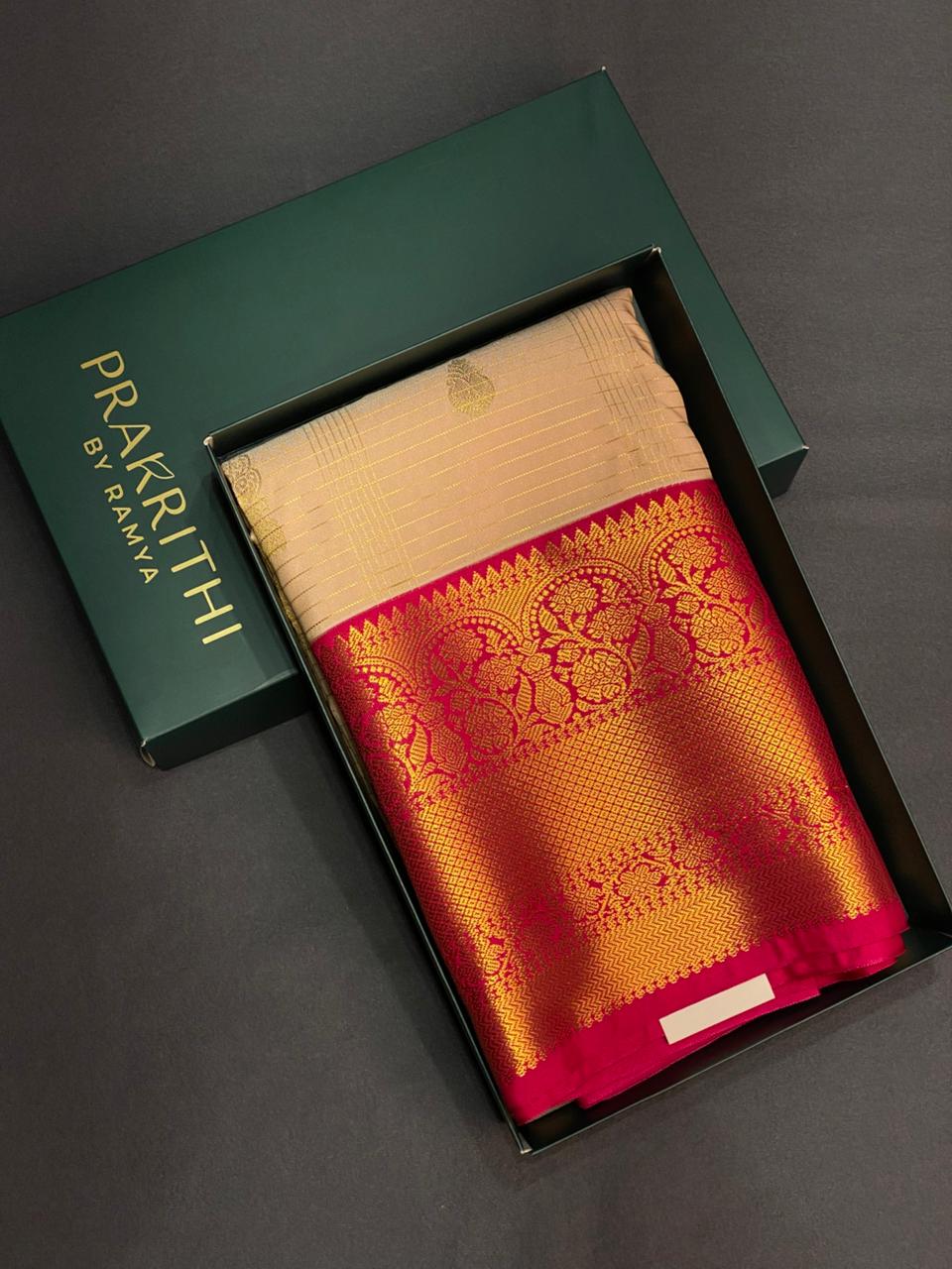 Pastal peach and Magenta silk saree- PSSR33