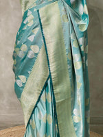 Pastal Blue pure zatin Banarasi saree- PBSZ4