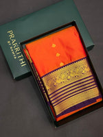 Rust orange and violet silk saree- PSSR35