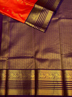 Rust orange and violet silk saree- PSSR35